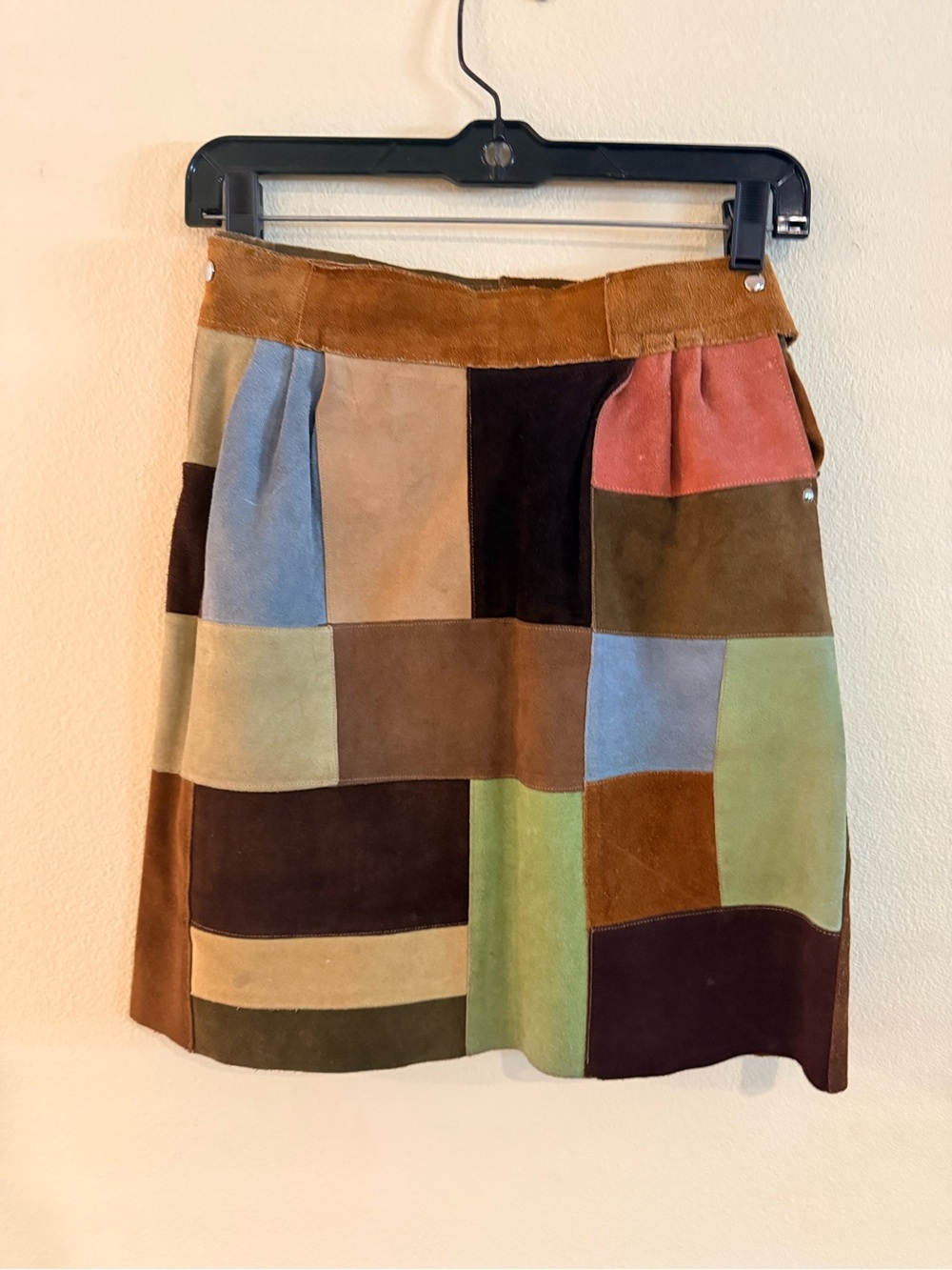Patchwork Suede Mini Skirt - Multicolor